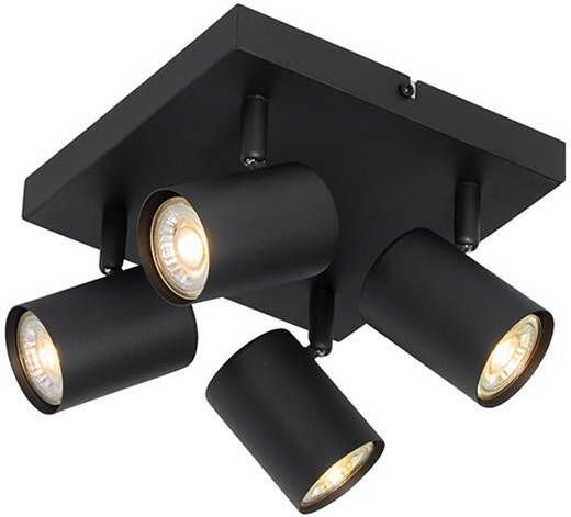 QAZQA Moderne plafondlamp zwart 4-lichts verstelbaar vierkant Jeana