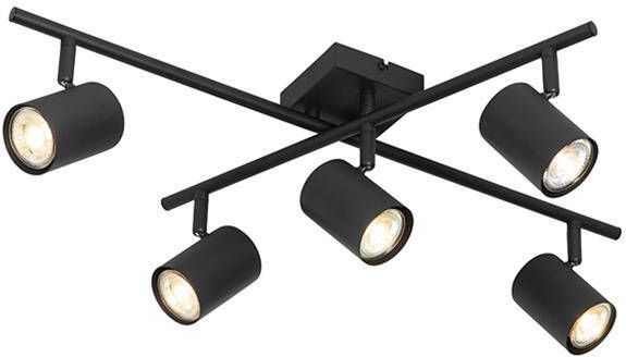 QAZQA Moderne plafondlamp zwart 5-lichts verstelbaar vierkant Jeana - Foto 1