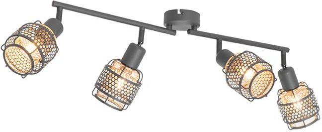 QAZQA Design plafondlamp zwart met goud 4-lichts langwerpig Noud - Foto 1