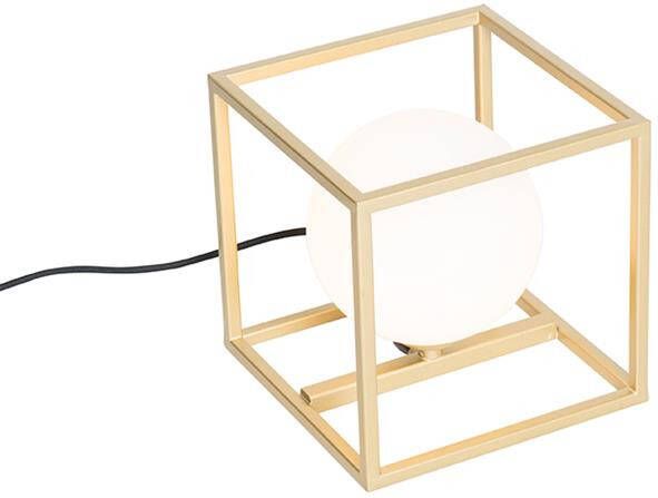 QAZQA Design tafellamp goud met wit glas Aniek