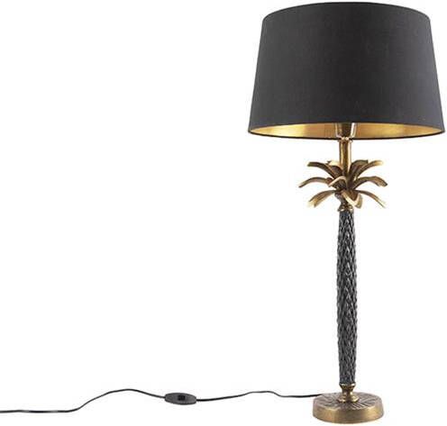 QAZQA Art Deco tafellamp brons met zwarte kap 35 cm Areka