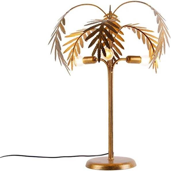 QAZQA Art Deco tafellamp goud 3-lichts Botanica