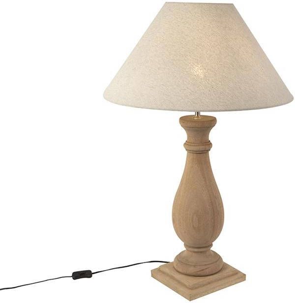 QAZQA Landelijke tafellamp met linnen kap beige 55 cm Burdock - Foto 1
