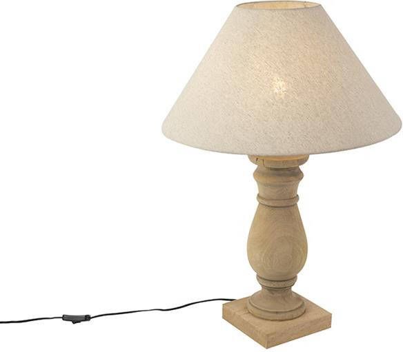 QAZQA Landelijke tafellamp met linnen kap beige 50 cm Catnip - Foto 1