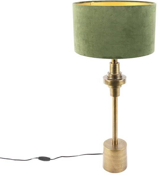 QAZQA Art deco tafellamp met velours kap groen 35 cm Diverso - Foto 1