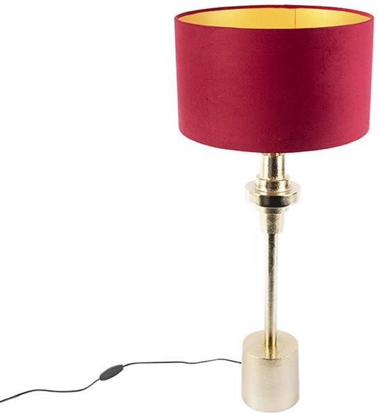 QAZQA Art deco tafellamp met velours kap rood 35 cm Diverso - Foto 1
