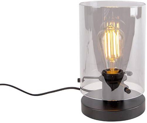 QAZQA Design tafellamp zwart met smoke glas Dome - Foto 1