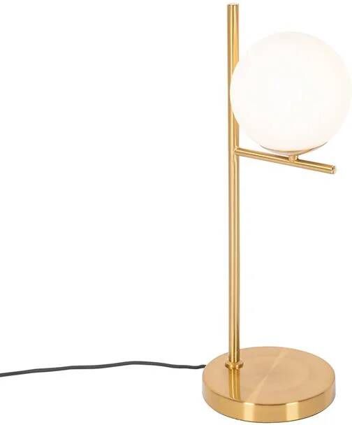 QAZQA Art Deco tafellamp goud en opaal glas Flore - Foto 1