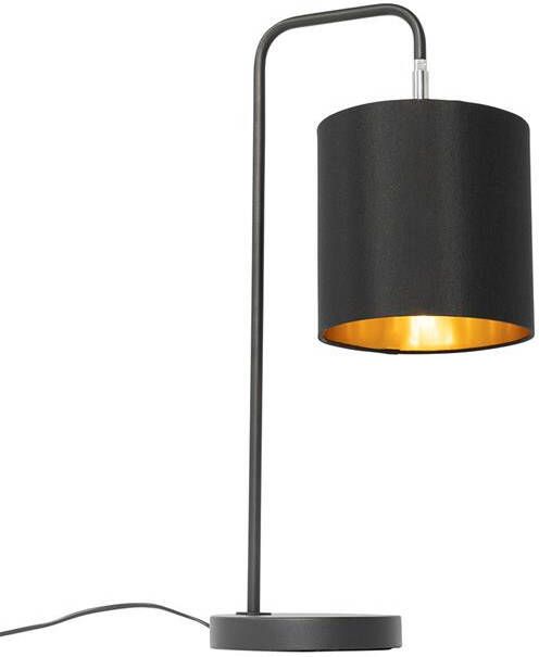 QAZQA Moderne tafellamp zwart met gouden binnenkant Lofty - Foto 1
