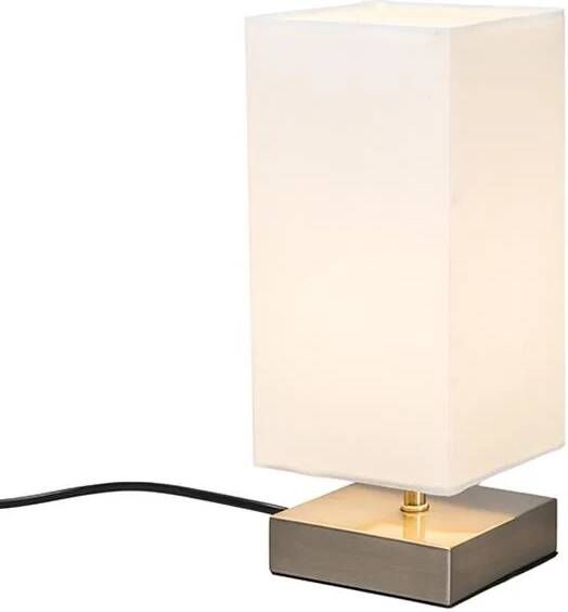 QAZQA Moderne tafellamp wit met staal Milo