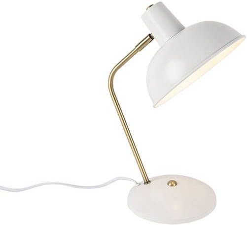 QAZQA Retro tafellamp wit met brons 38cm Milou
