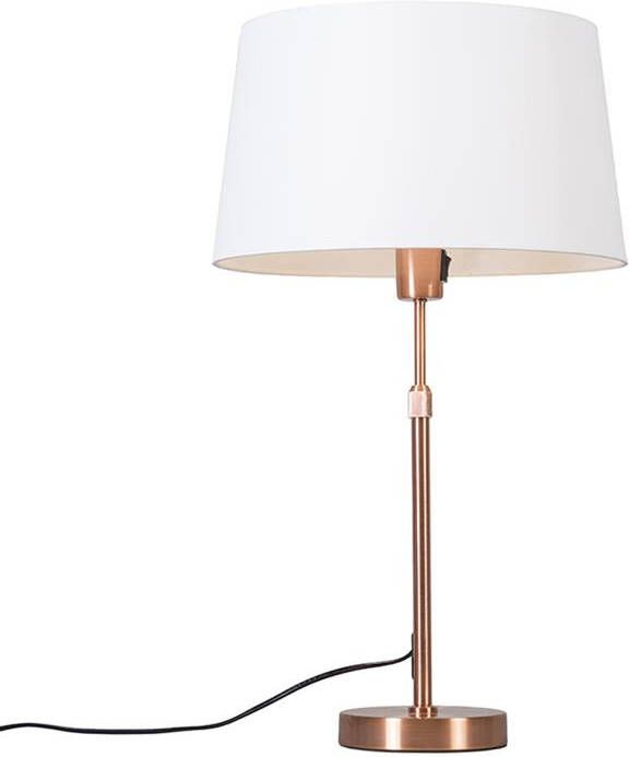 QAZQA Tafellamp koper met kap wit 35 cm verstelbaar Parte