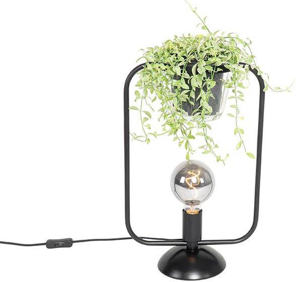 QAZQA Moderne tafellamp zwart met glas Roslini