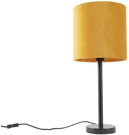 QAZQA Art Deco tafellamp zwart met gele kap 25 cm Simplo