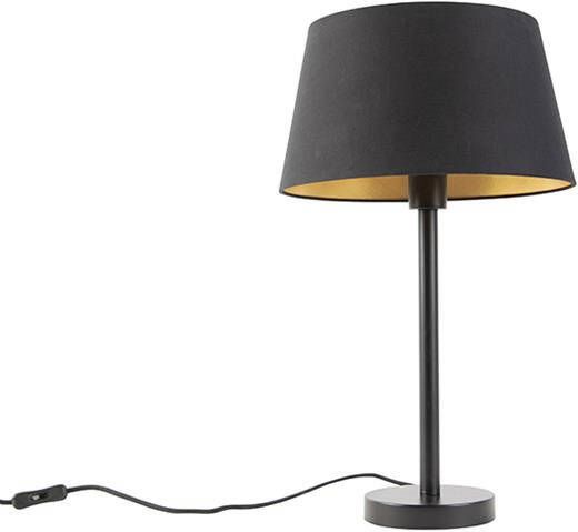 QAZQA Klassieke tafellamp zwart met zwarte kap 32 cm Simplo