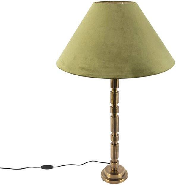 QAZQA Art deco tafellamp met velours kap groen 50 cm Torre - Foto 1