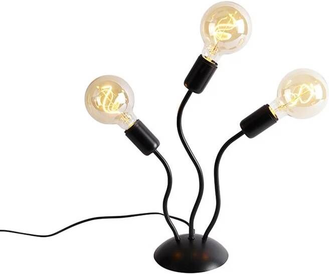 QAZQA Design tafellamp zwart 3-lichts Wimme - Foto 1