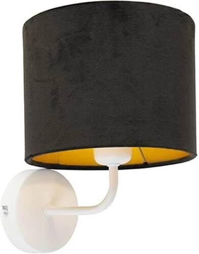 QAZQA Vintage wandlamp wit met zwarte velours kap Matt