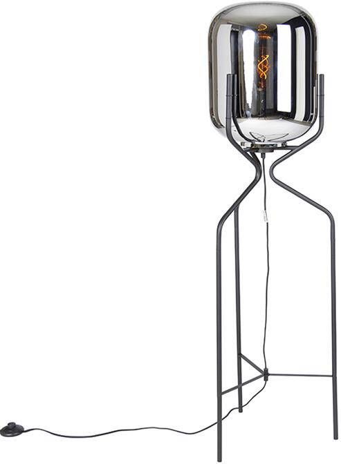 QAZQA Design vloerlamp zwart met smoke glas Bliss