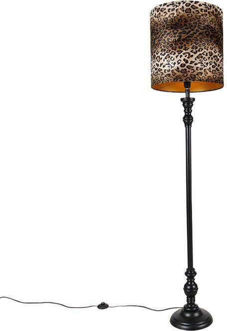 QAZQA Vloerlamp zwart met kap luipaard 40 cm Classico - Foto 1