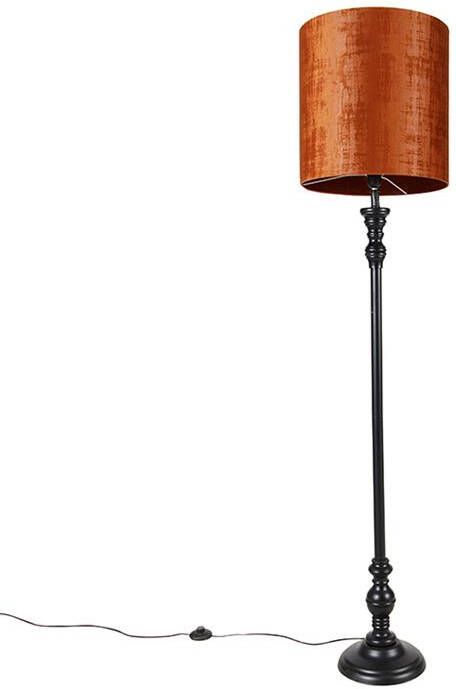 QAZQA Klassieke vloerlamp zwart met kap rood 40 cm Classico