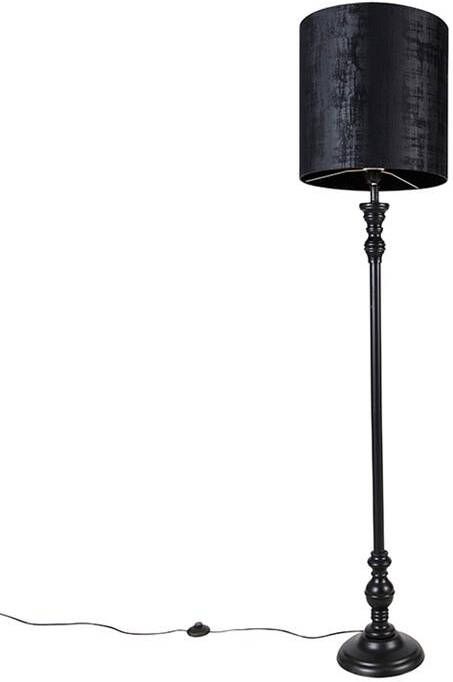 QAZQA Klassieke vloerlamp zwart met kap zwart 40 cm Classico