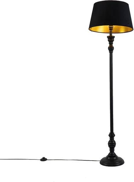 QAZQA Vloerlamp met 45 cm kap zwart met gouden binnenkant Classico - Foto 1