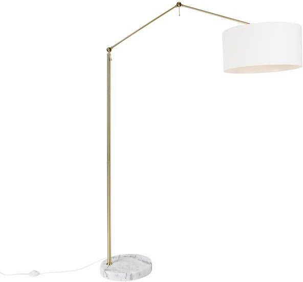 QAZQA Moderne vloerlamp goud met kap wit 50 cm verstelbaar Editor