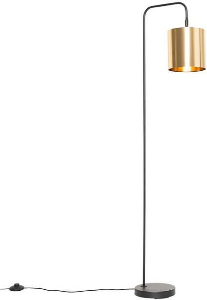 QAZQA Moderne vloerlamp zwart met goud Lofty - Foto 1