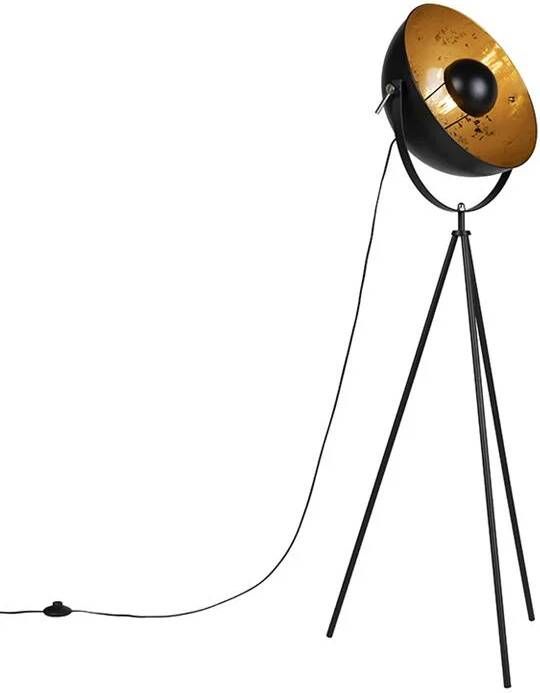 QAZQA Industriële vloerlamp tripod zwart Magna 40 Eglip