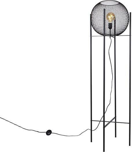 QAZQA Moderne vloerlamp zwart Mesh Ball - Foto 1