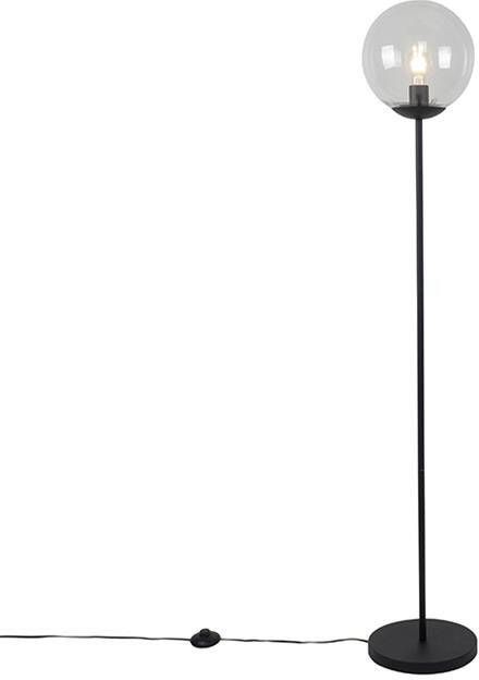 QAZQA Art deco vloerlamp zwart met helder glas Pallon - Foto 1
