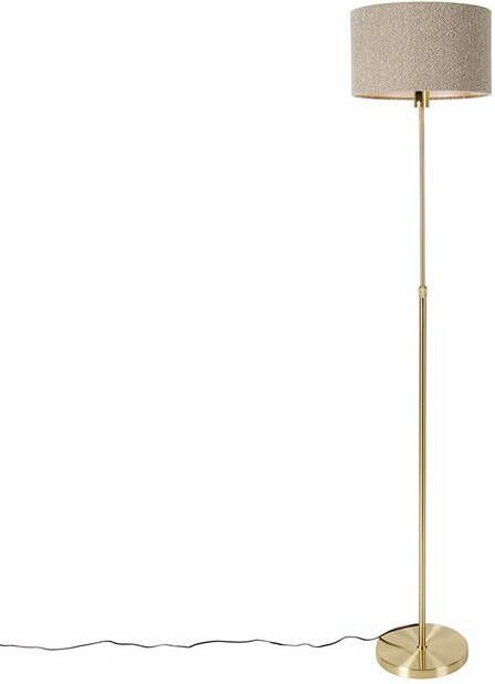 QAZQA Vloerlamp verstelbaar goud met boucle kap taupe 35 cm Parte - Foto 1