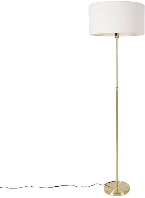 QAZQA Vloerlamp verstelbaar goud met boucle kap wit 50 cm Parte