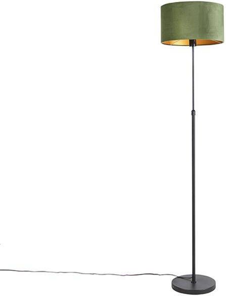 QAZQA Vloerlamp zwart met velours kap groen met goud 35 cm Parte - Foto 1