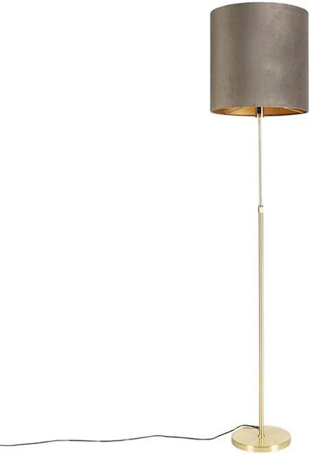 QAZQA Vloerlamp goud|messing met velours kap taupe 40|40 cm Parte - Foto 1
