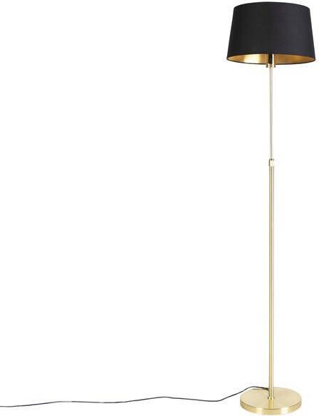 QAZQA Vloerlamp goud|messing met zwarte kap 35 cm verstelbaar Parte