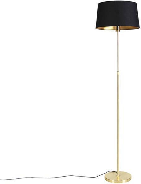 QAZQA Vloerlamp goud|messing met zwarte kap 45 cm verstelbaar Parte