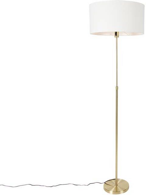 QAZQA Vloerlamp verstelbaar goud met kap wit 50 cm Parte