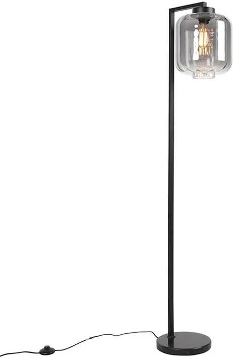 QAZQA Design vloerlamp zwart met smoke glas Qara Down - Foto 1