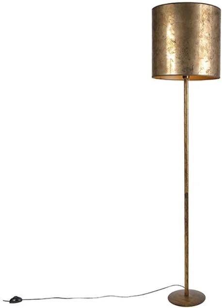 QAZQA Vintage vloerlamp goud met oud brons kap 40 cm Simplo - Foto 1
