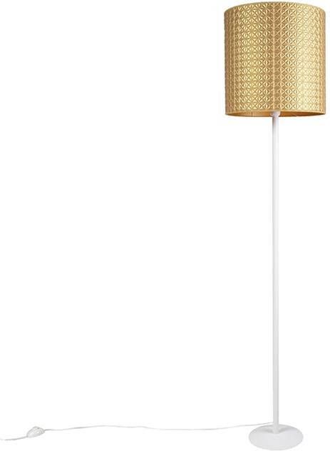 QAZQA Vintage vloerlamp wit met goud triangle kap 40 cm Simplo - Foto 1