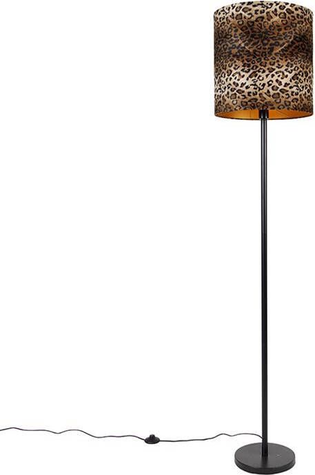 QAZQA Vloerlamp zwart kap luipaard dessin 40 cm Simplo