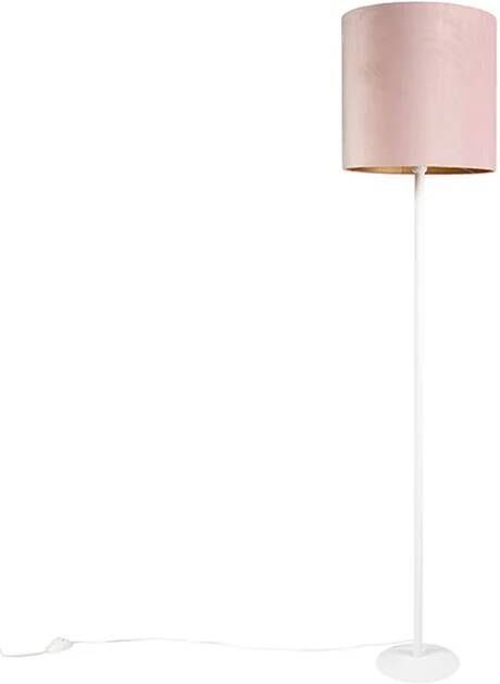 QAZQA Romantische vloerlamp wit met roze kap 40 cm Simplo - Foto 1