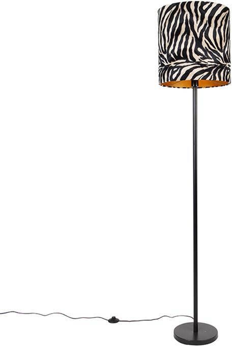 QAZQA Moderne vloerlamp zwart stoffen kap zebra 40 cm Simplo - Foto 1