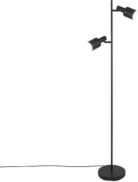 QAZQA Moderne vloerlamp zwart 2-lichts Stijn