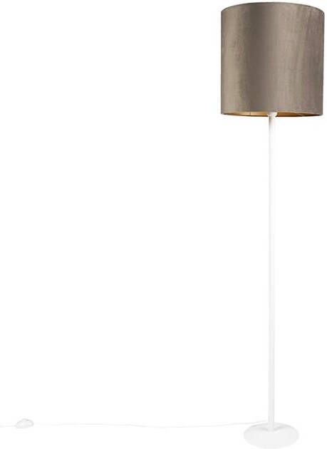 QAZQA Voerlamp wit met taupe kap en gouden binnenkant 40 cm Simplo - Foto 1