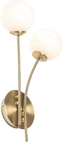 QAZQA Moderne wandlamp goud met opaal glas 2-lichts Athens