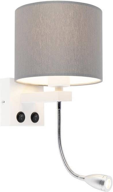 QAZQA Moderne wandlamp wit met grijze kap Brescia