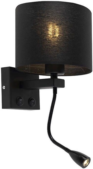 QAZQA Moderne wandlamp zwart met zwarte kap Brescia